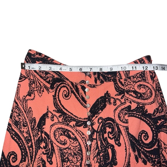 EUC Smooth Sailing Button-Front Maxi Skirt Coral Pink Paisley Combo Size 0 Boho - Picture 9 of 10